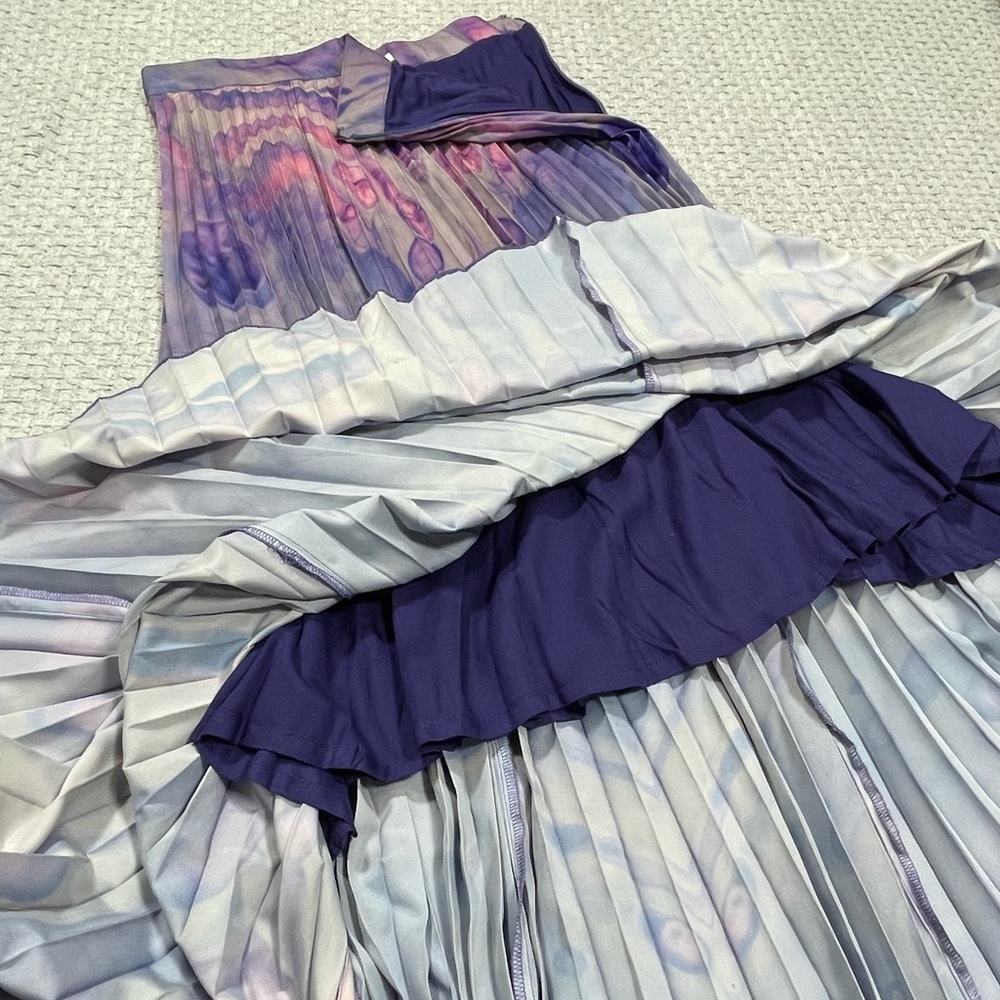 Anthropologie Purple Siddhartha Bansal Marble Dyed Pleated Maxi Skirt Size 2 - Picture 12 of 14